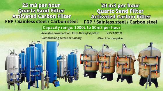 1TPH ha granulato il filtro da acqua del carbonio attivato, sistema del filtro da acqua sotterranea